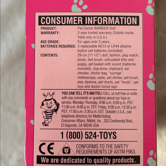 NIB 1996  Pet Doctor Barbie Doll with Pink Outfit and Accessories - Picture 4 of 7